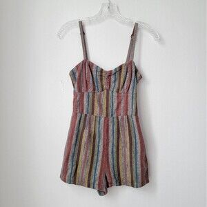FOREVER 21 BOUTIQUE Earh Colors Striped Romper Size Small